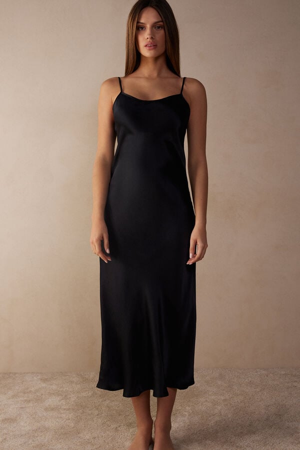 Intimssimi Midi-Length Slip in Silk μαυρα | EGRVG71172