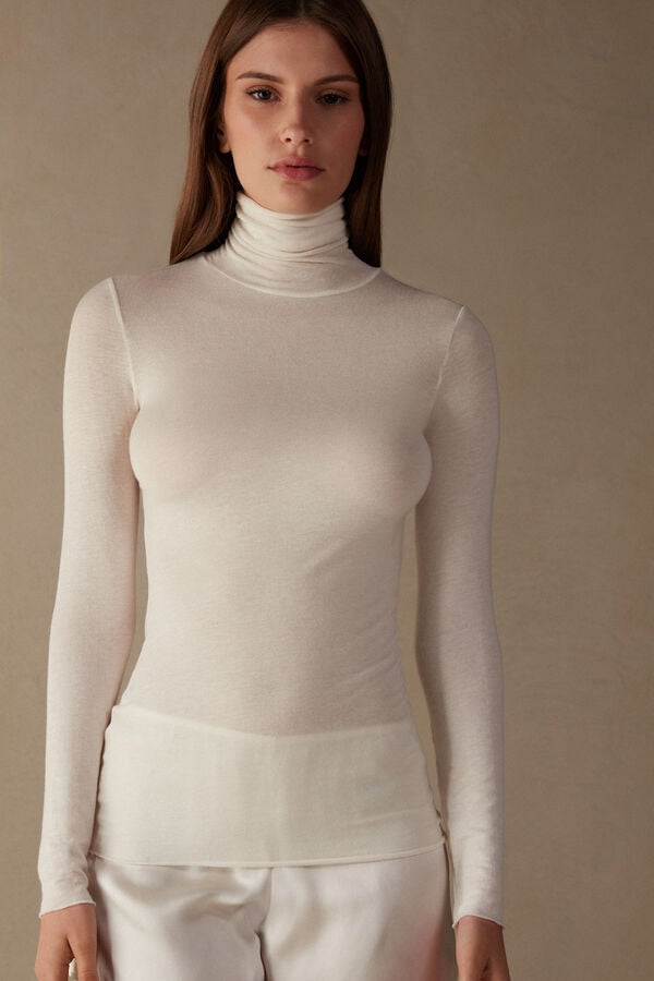 Intimssimi Modal Cashmere Ultralight High-Neck Top ασπρα | GREGJ52666