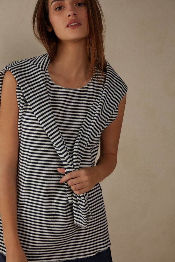 Intimssimi My Ανεση Zone αμανικα Top in Perforated βαμβακερα Stripes | XGRBH71441