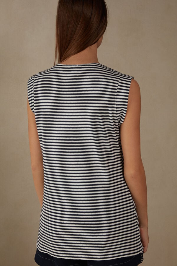 Intimssimi My Ανεση Zone αμανικα Top in Perforated βαμβακερα Stripes | XGRBH71441