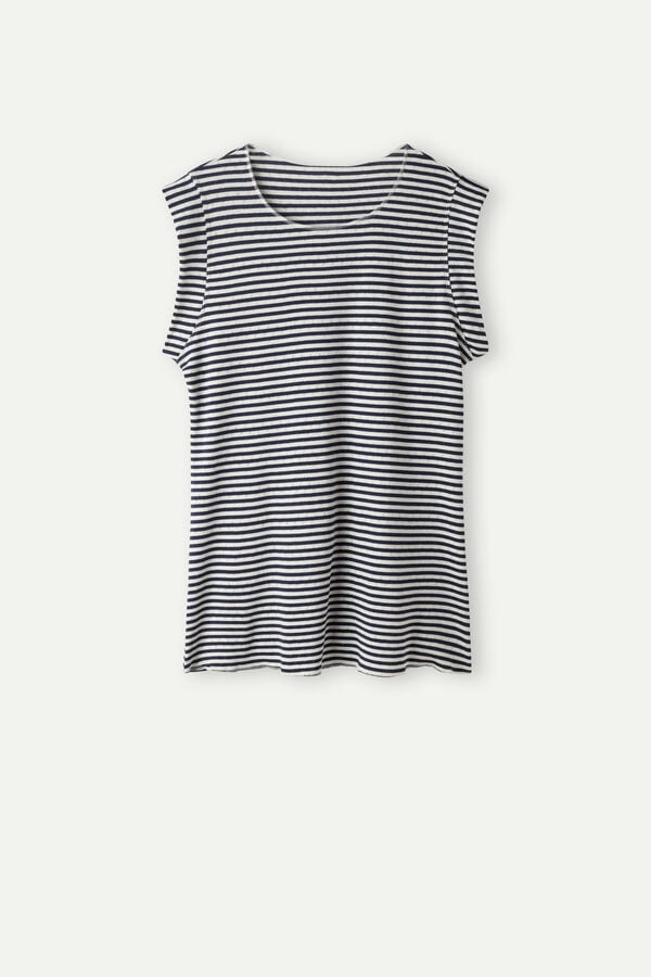 Intimssimi My Ανεση Zone αμανικα Top in Perforated βαμβακερα Stripes | XGRBH71441