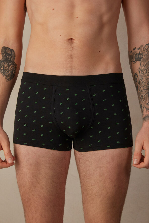 Intimssimi Paper Plane Boxers in Stretch Supima® βαμβακερα μαυρα | FGRUI76095