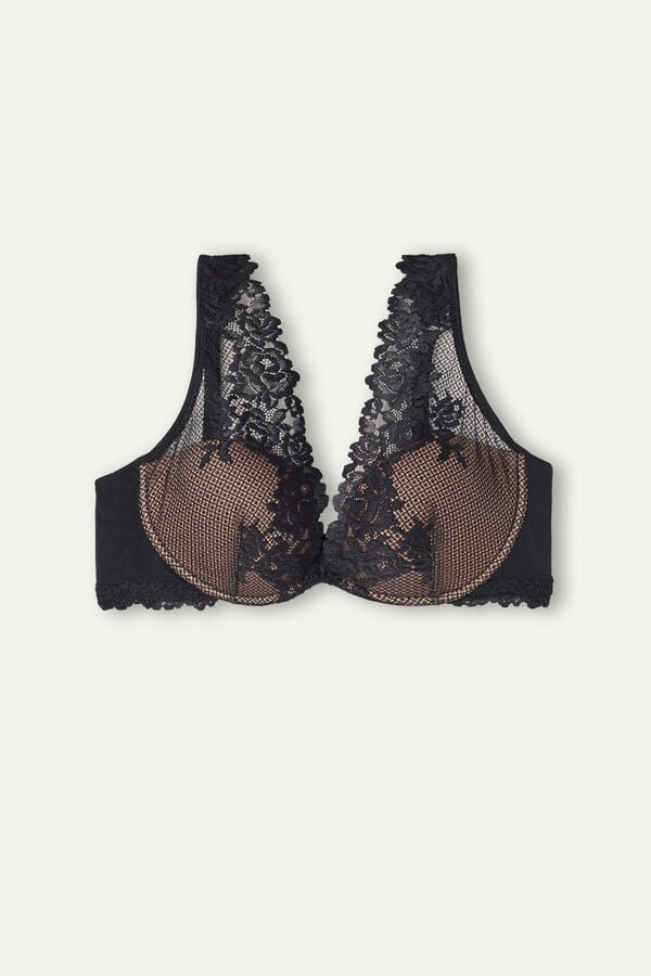 Intimssimi Pretty Flowers Elena Balconette Bra μαυρα | GRDFL55042