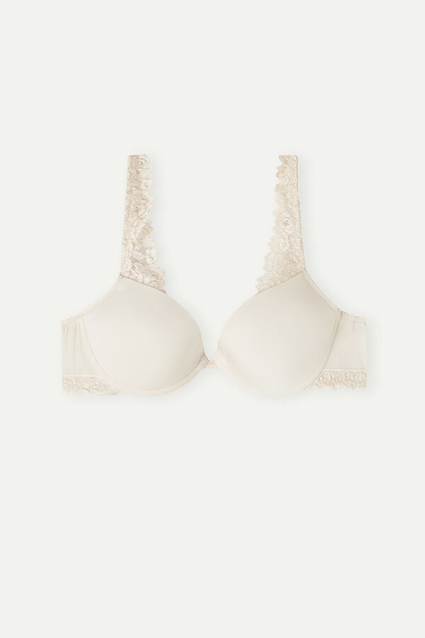 Intimssimi Pretty Flowers Microfiber Bellissima Push-up Bra Natural | GRJVR35182