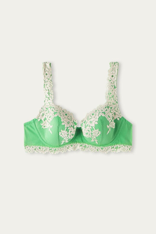 Intimssimi Pretty Flowers Sofia Balconette Bra πρασινο | QGRWA56798