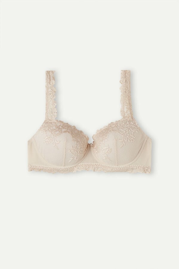 Intimssimi Pretty Flowers Sofia Balconette Bra Natural | YGRVQ46432