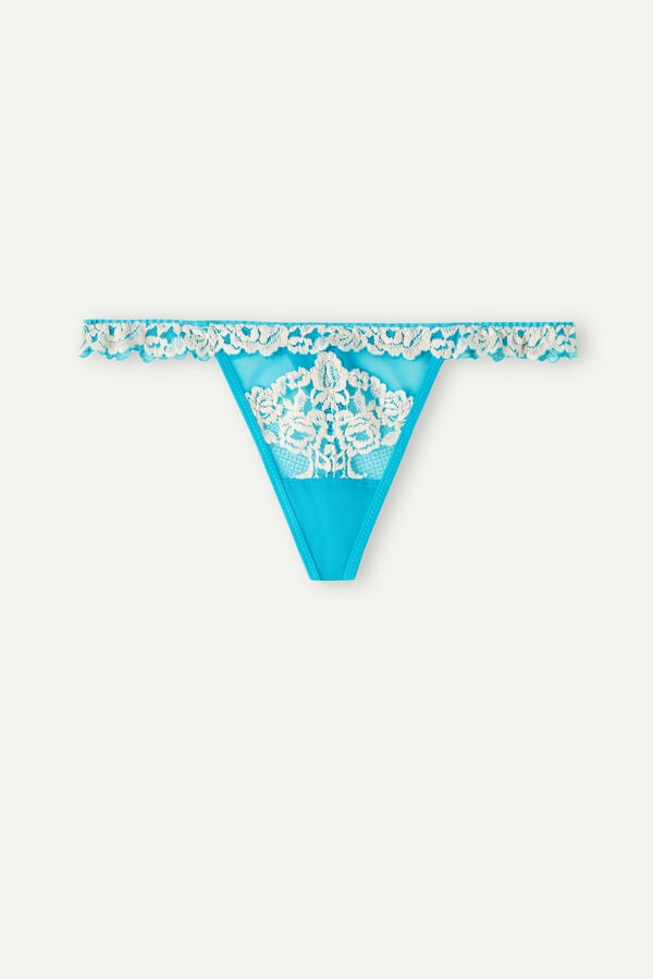 Intimssimi Pretty Flowers String Στρινγκ μπλε | GRQCS62840