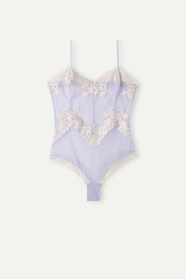 Intimssimi Pretty Flowers Tulle and δαντελα Bodysuit Violet | GRZDE85566