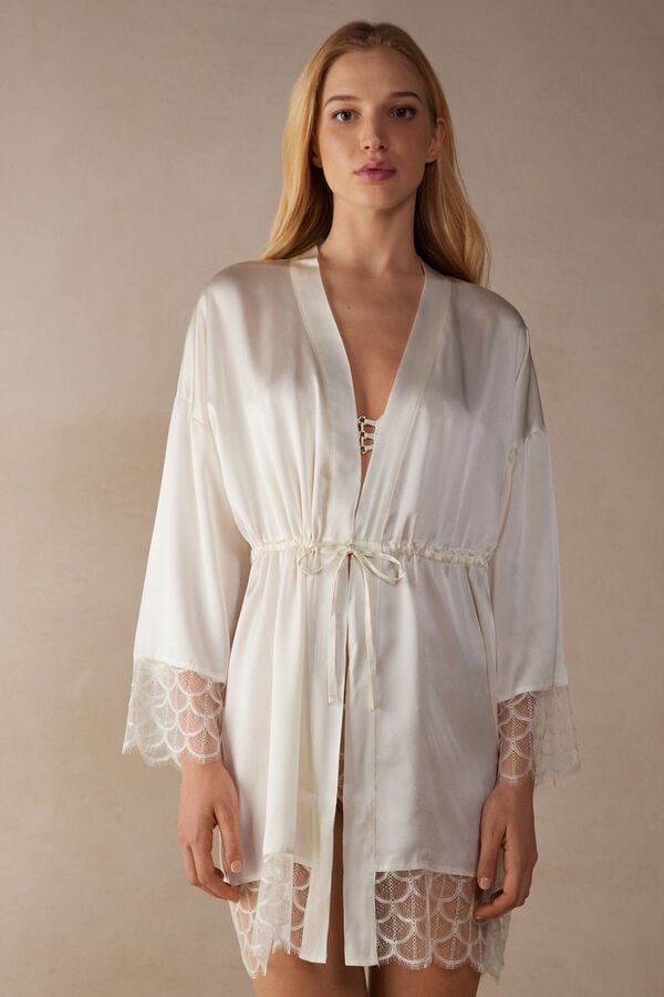 Intimssimi Pure Charme Silk Kimono ασπρα | TGRWZ66725