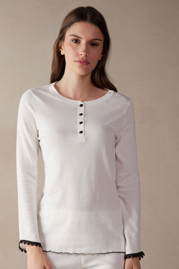 Intimssimi Pure Joy Long Sleeve Henley Top ασπρα | ZGRNQ65715