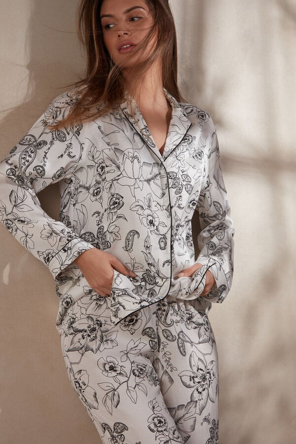 Intimssimi Pure Joy Long Sleeve Top in Satin Print | GREGJ41424