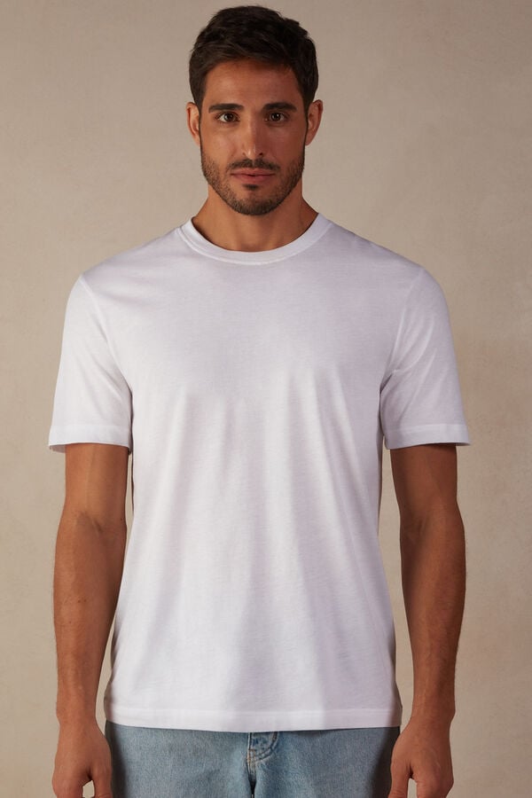 Intimssimi Regular Fit T-Shirt in Extrafine Supima® βαμβακερα ασπρα | GGRUC85659