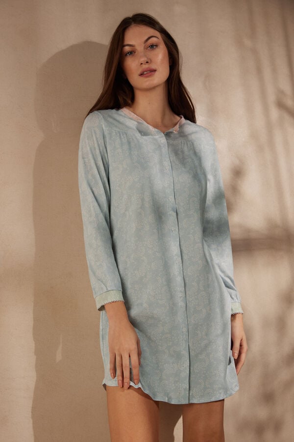 Intimssimi Romantic Cashmere Button Up Night Shirt ανοιχτο μπλε | UGRTG26513