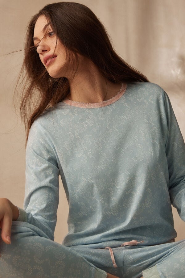 Intimssimi Romantic Cashmere Long Sleeve βαμβακερα Top ανοιχτο μπλε | PGRQX99440