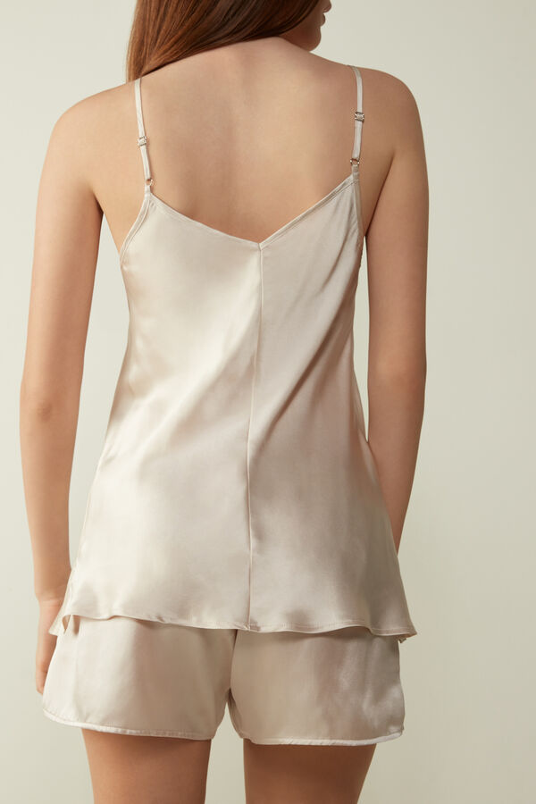 Intimssimi Silk Satin Top with V-neckline Natural | GRJVR85422