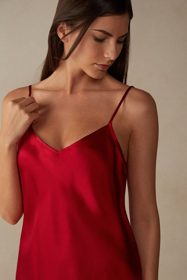 Intimssimi Silk Satin Top with V-neckline κοκκινα | QGRUV30557