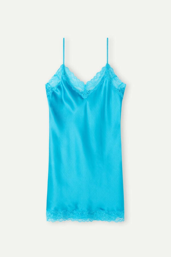 Intimssimi Silk Slip with δαντελα Insert Detail μπλε | GRDFL37804