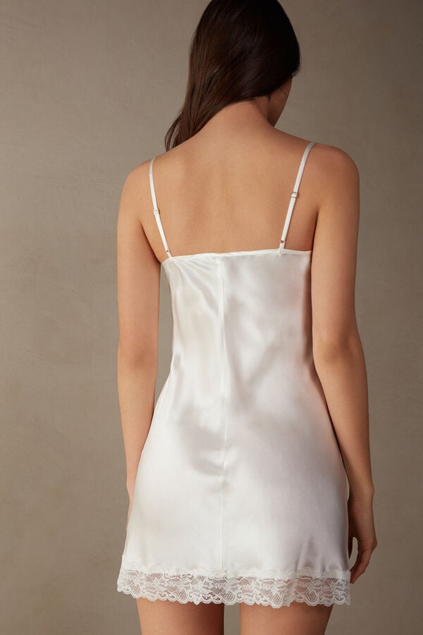 Intimssimi Silk Slip with δαντελα Insert Detail ασπρα | YGRGT10468