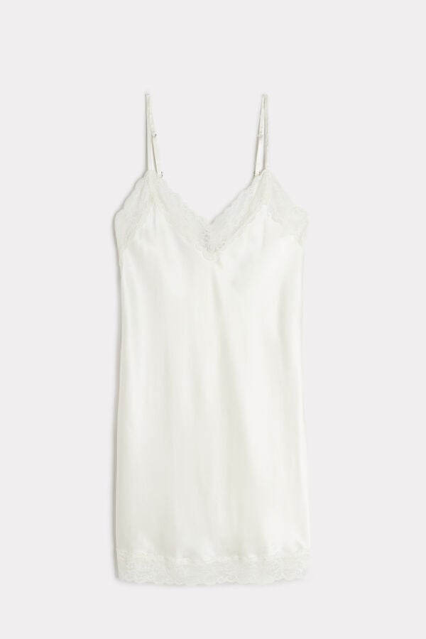 Intimssimi Silk Slip with δαντελα Insert Detail ασπρα | YGRGT10468