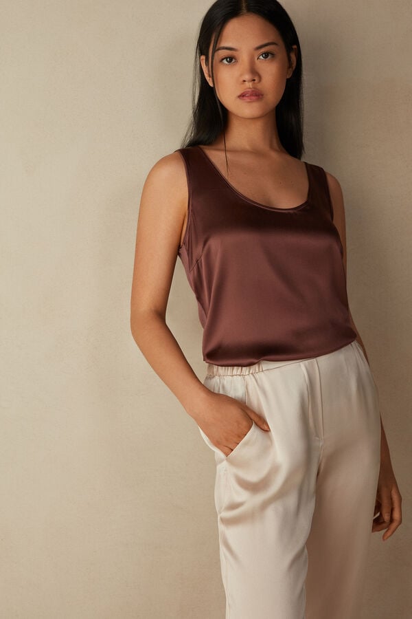 Intimssimi Silk and Modal Tank Top καφε | GRQCS40371