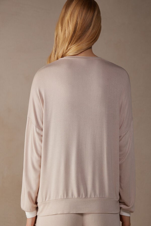 Intimssimi Simple Elegance Long Sleeve Top in Modal ροζ | GRXBR56352