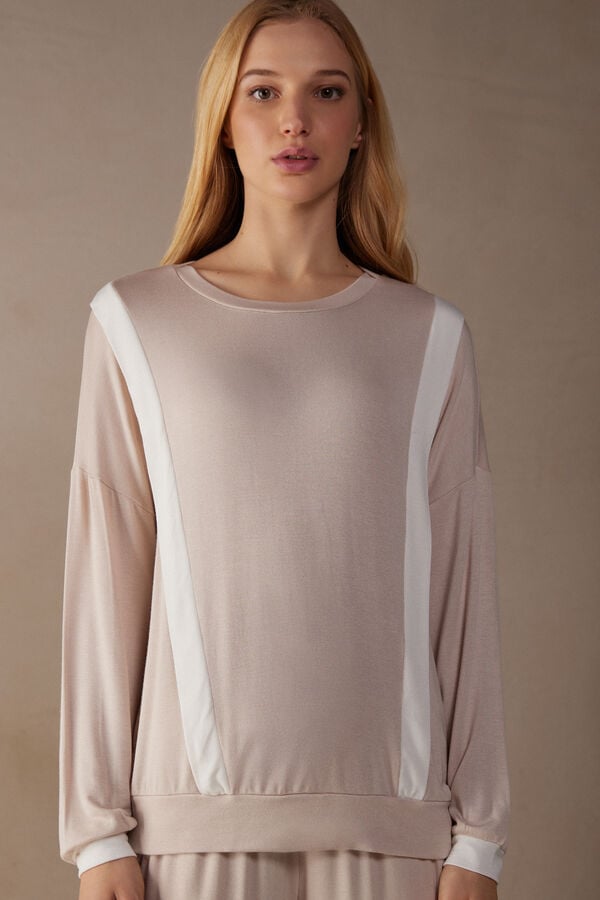 Intimssimi Simple Elegance Long Sleeve Top in Modal ροζ | GRXBR56352