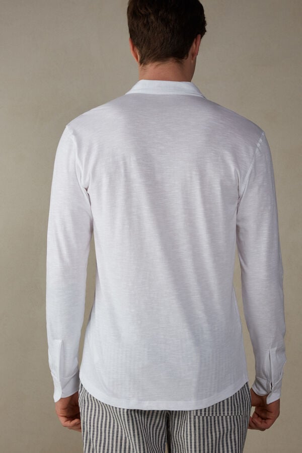 Intimssimi Slub βαμβακερα Long Sleeve Shirt ασπρα | GRJZR37976