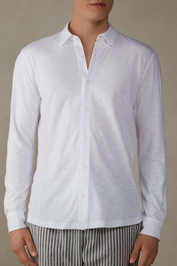 Intimssimi Slub βαμβακερα Long Sleeve Shirt ασπρα | GRJZR37976