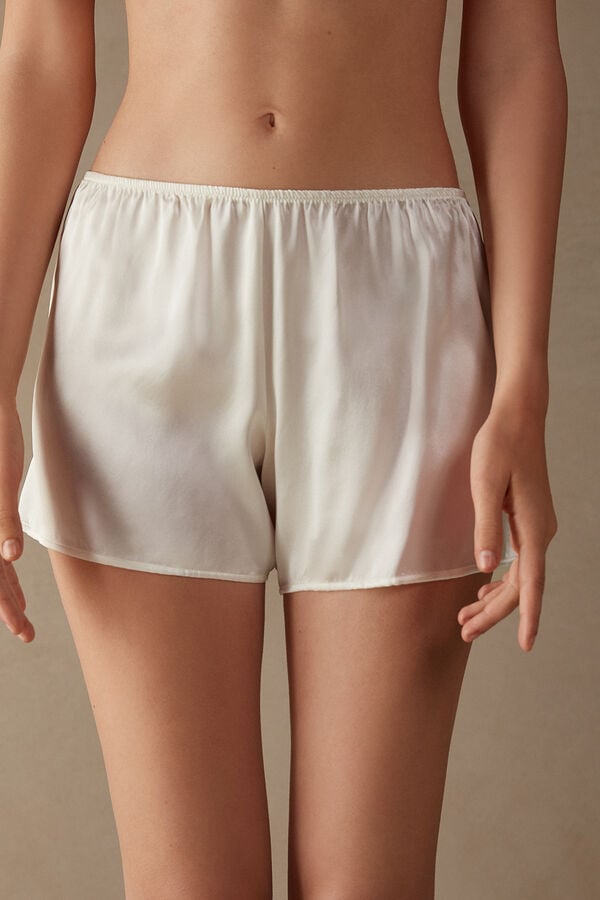 Intimssimi Smooth Silk-Satin Shorts ασπρα | GRDFL44891