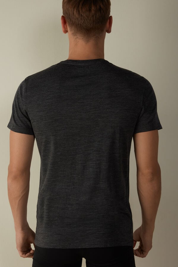 Intimssimi Stretch Merino Μαλλί κοντο-Sleeve T-Shirt σκούρο γκρι | GRCIF25981