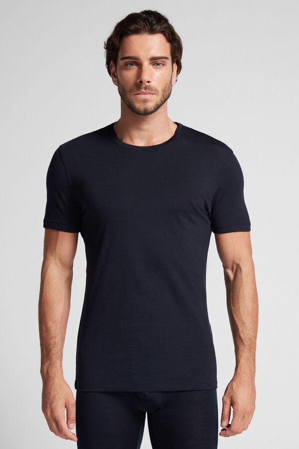 Intimssimi Stretch Merino Μαλλί κοντο-Sleeve T-Shirt μαυρα | UGRTG54569