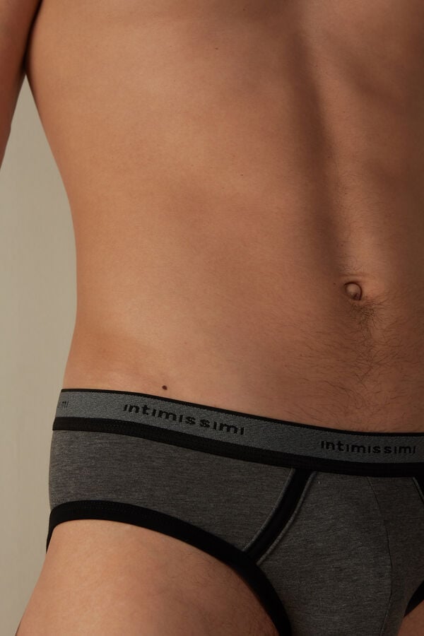 Intimssimi Stretch Supima® βαμβακερα Brief with Logo Detail μαυρα | GGREC89912