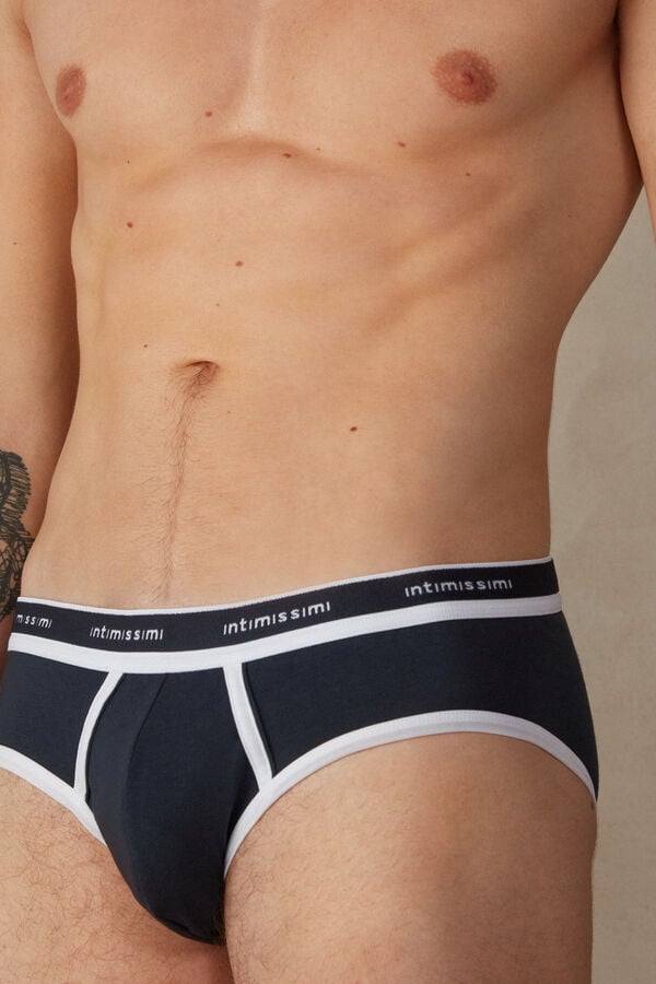 Intimssimi Stretch Supima® βαμβακερα Brief with Logo Detail μπλε | GREGJ31942