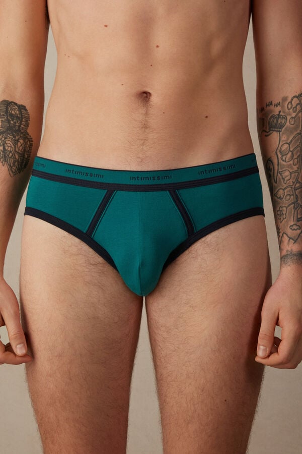 Intimssimi Stretch Supima® βαμβακερα Brief with Logo Detail πρασινο | GRQCS30220