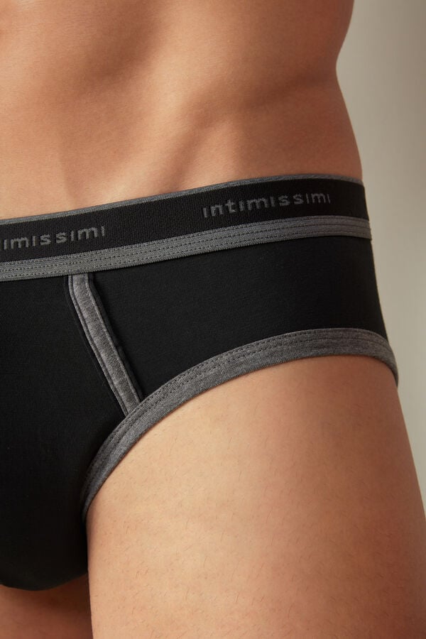 Intimssimi Stretch Supima® βαμβακερα Brief with Logo Detail μαυρα | SGRVO15422