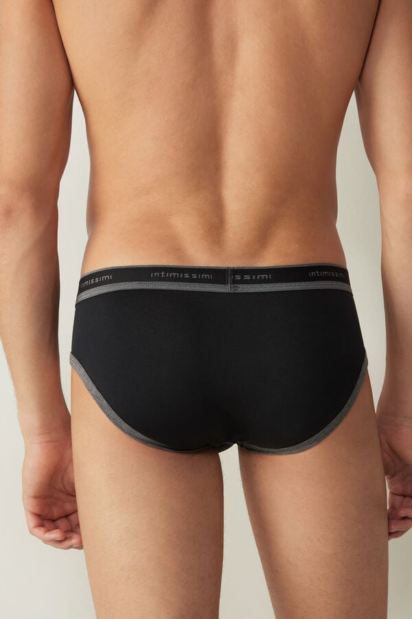 Intimssimi Stretch Supima® βαμβακερα Brief with Logo Detail μαυρα | SGRVO15422