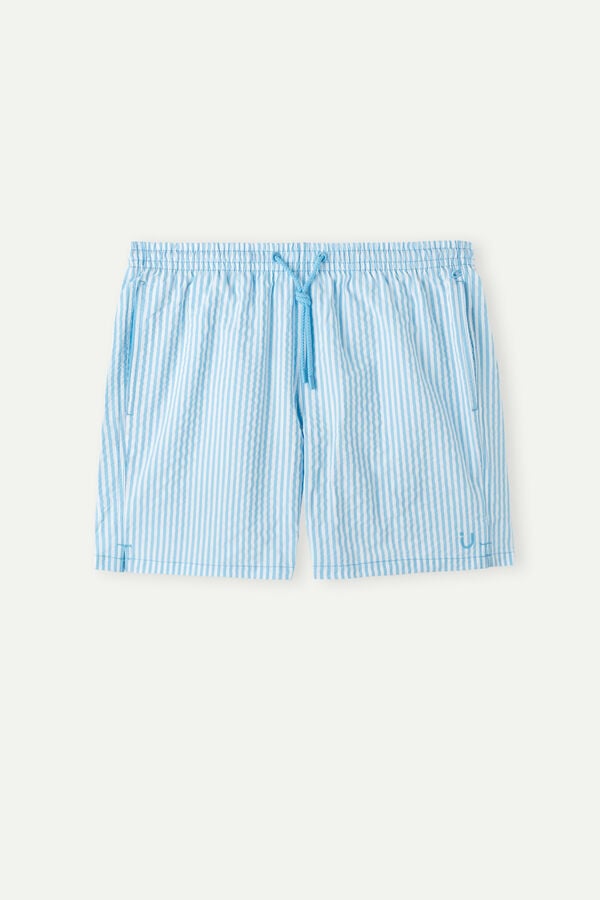 Intimssimi Stripe Print Seersucker Swim Trunks μπλε | UGRND56547