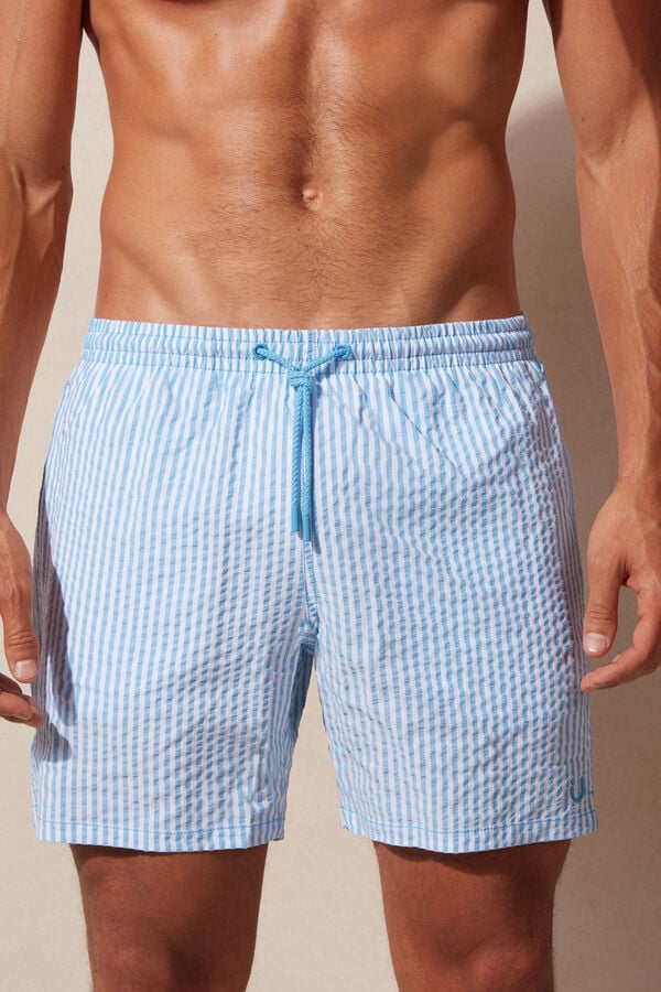 Intimssimi Stripe Print Seersucker Swim Trunks μπλε | UGRND56547