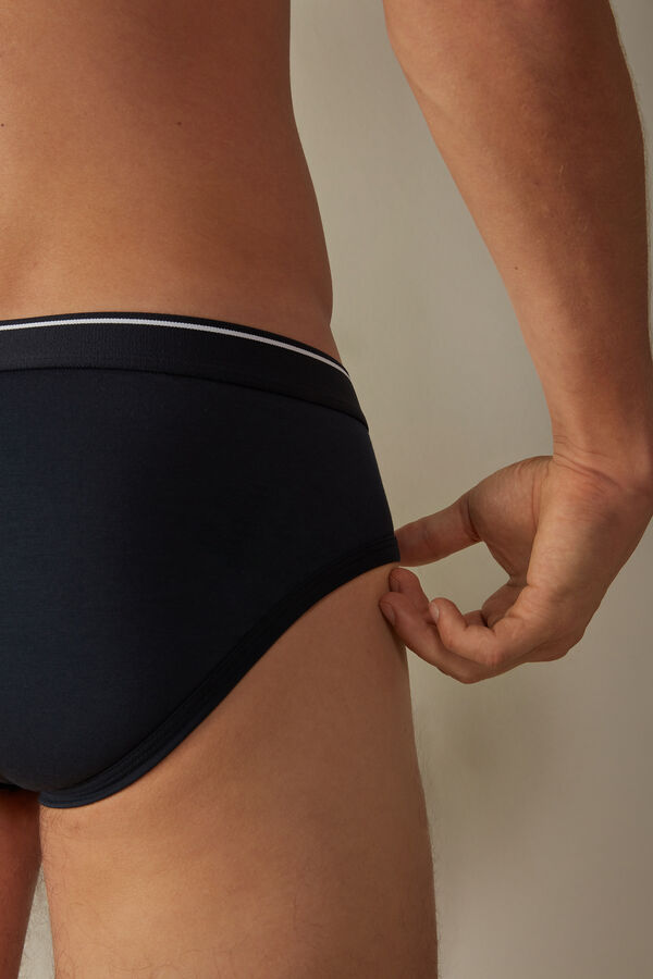 Intimssimi Supima βαμβακερα Briefs with Visible Elastic μπλε | SGRVO66582