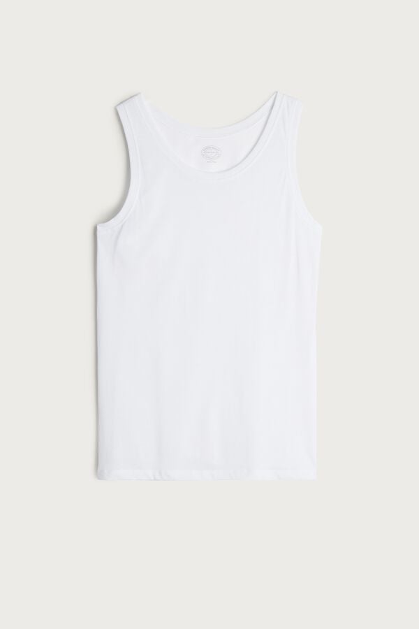 Intimssimi Supima βαμβακερα Crew Neck Tank Top ασπρα | BGRSO78483