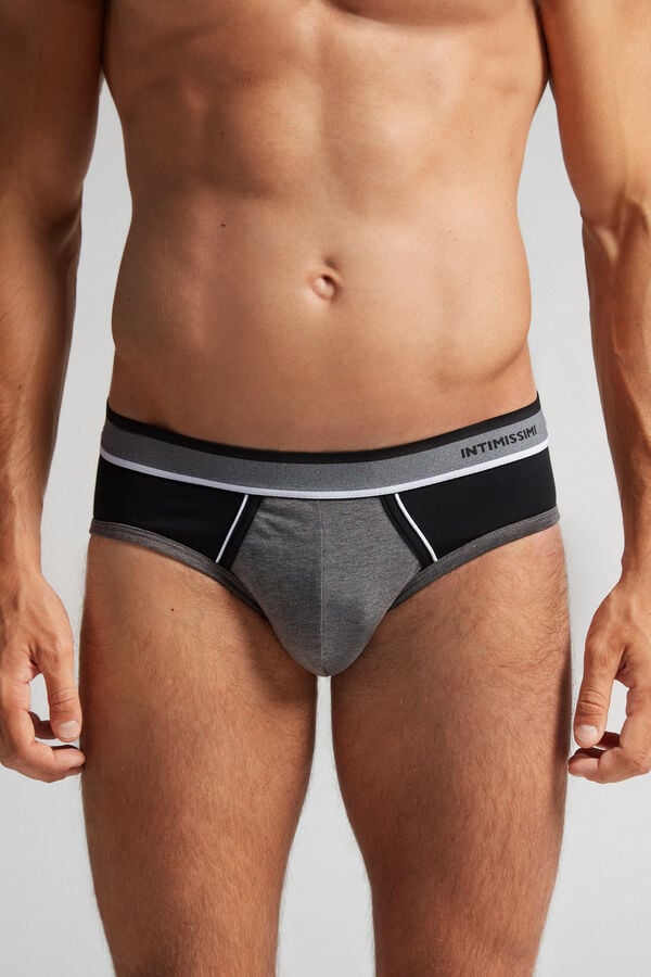 Intimssimi Two-Tone Stretch Supima® βαμβακερα Briefs μαυρα | GRCVG73006