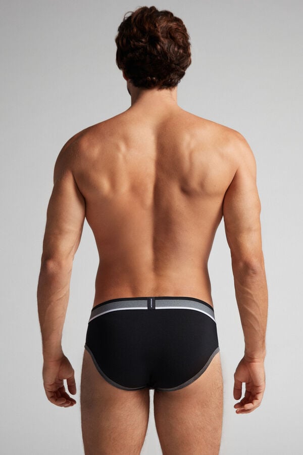 Intimssimi Two-Tone Stretch Supima® βαμβακερα Briefs μαυρα | GRCVG73006