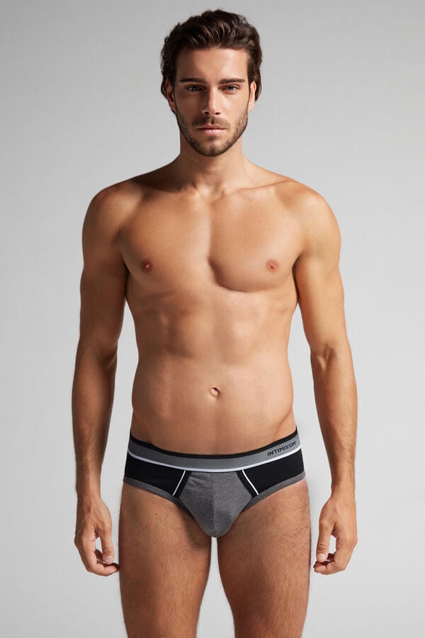 Intimssimi Two-Tone Stretch Supima® βαμβακερα Briefs μαυρα | GRCVG73006