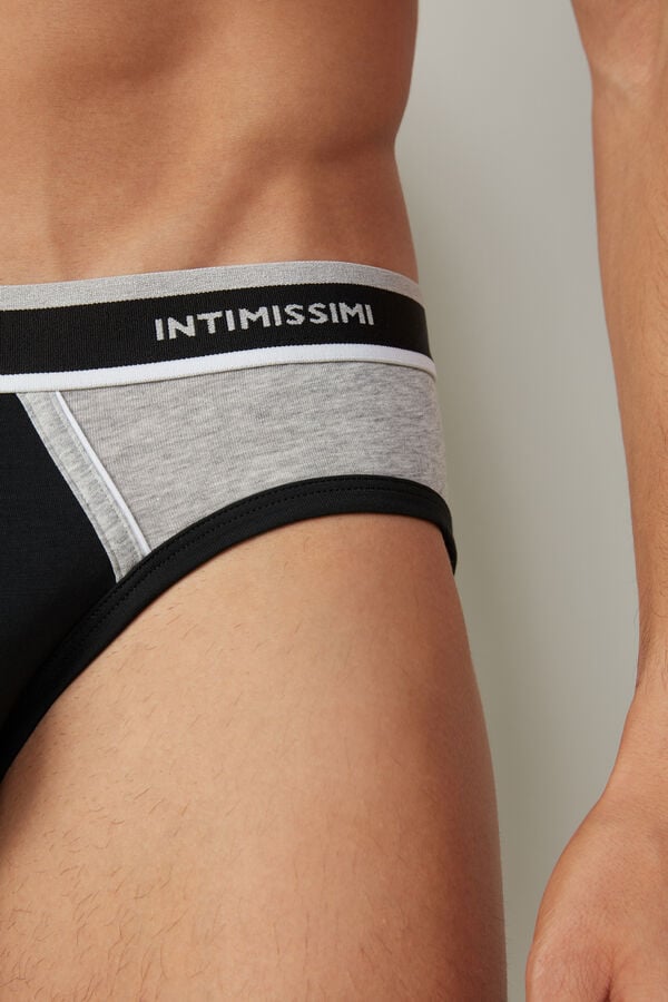 Intimssimi Two-Tone Stretch Supima® βαμβακερα Briefs μαυρα | GRNEJ66834