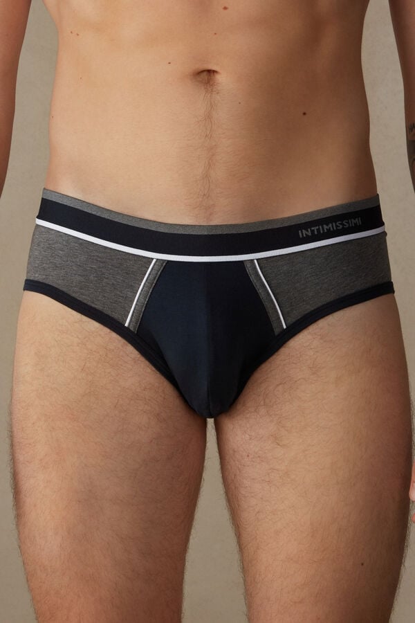 Intimssimi Two-Tone Stretch Supima® βαμβακερα Briefs μπλε | YGRGT65590