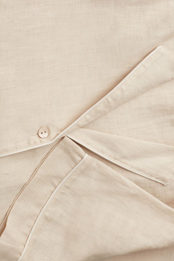 Intimssimi Yacht Night Linen κοντο Sleeve Shirt Natural | DGRVO76264