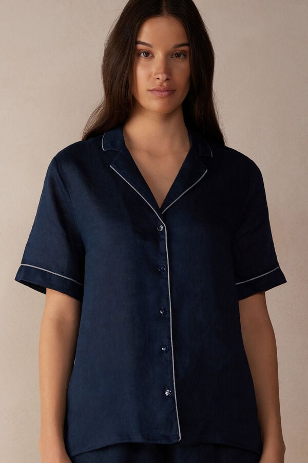 Intimssimi Yacht Night Linen κοντο Sleeve Shirt μπλε | GRCVG49533