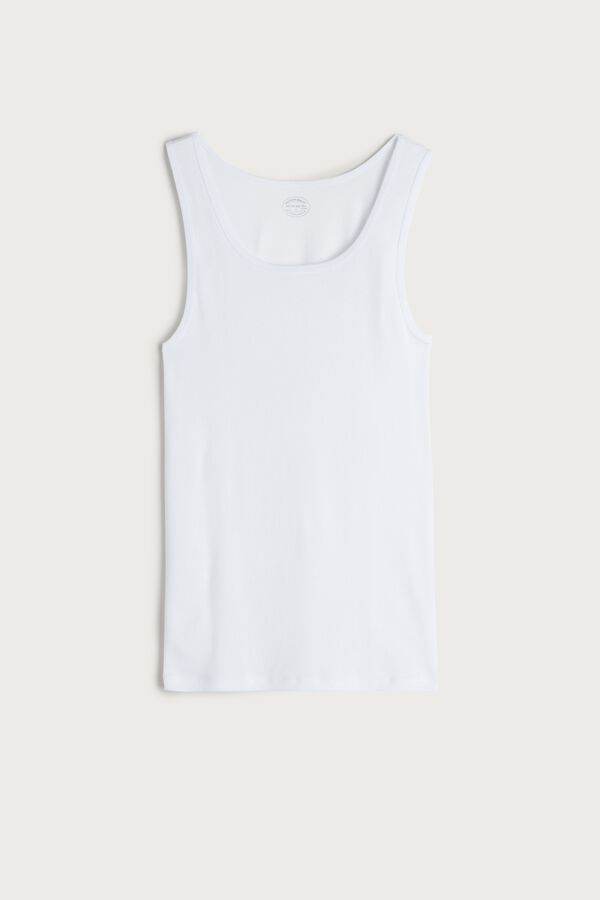 Intimssimi Πλευρωτός Supima βαμβακερα Tank Top ασπρα | DGRKV21848