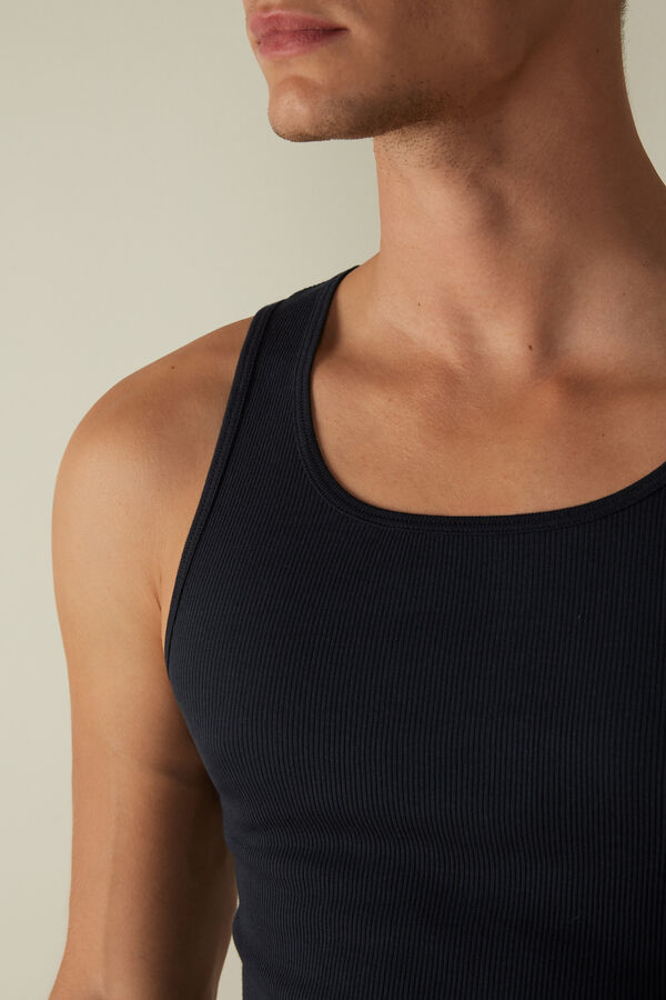 Intimssimi Πλευρωτός Supima βαμβακερα Tank Top μπλε | MGRHR78337