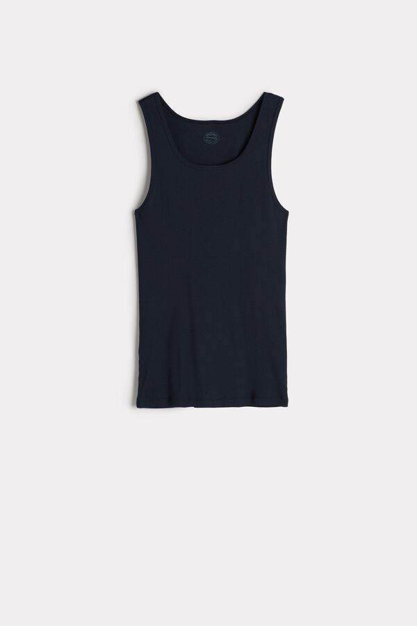 Intimssimi Πλευρωτός Supima βαμβακερα Tank Top μπλε | MGRHR78337